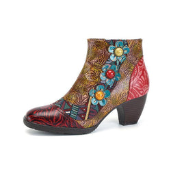 New casual vintage ethnic style leather women's boots