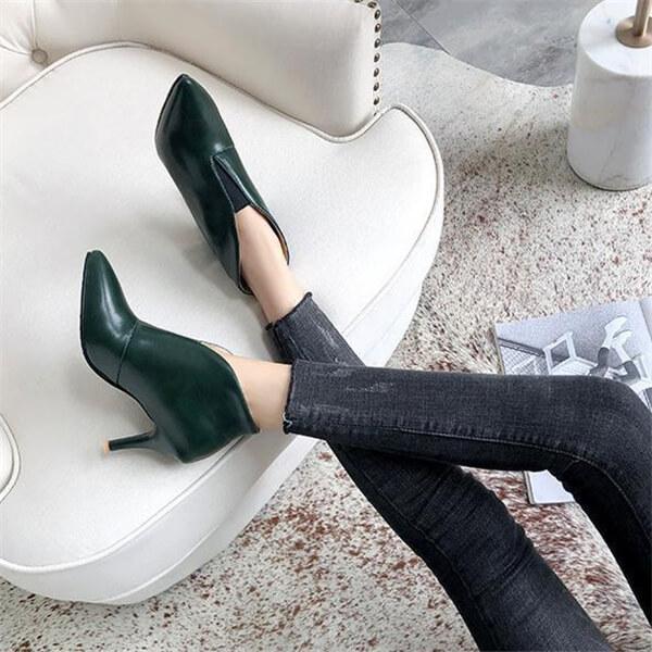 Fashion Pointed Solid Color Leather Ankle Boots