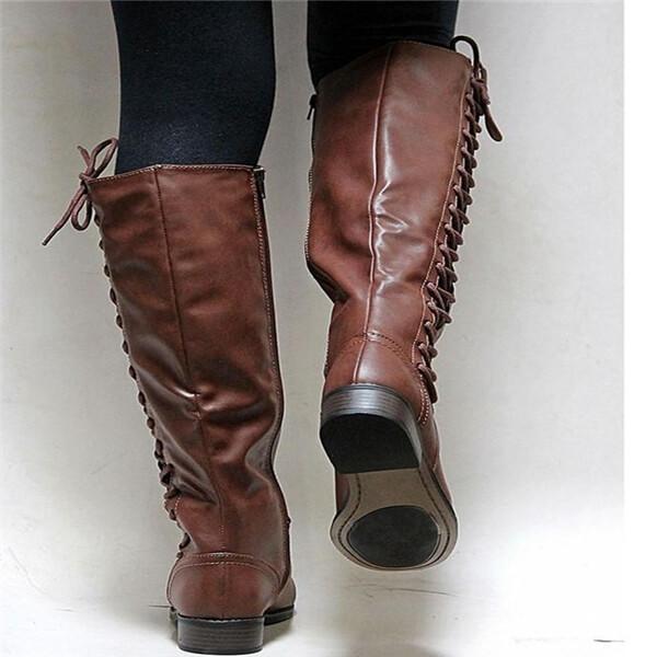 Fashion  Comfortable Strappy  Low Heel Long Boots