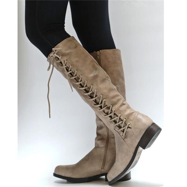 Fashion  Comfortable Strappy  Low Heel Long Boots