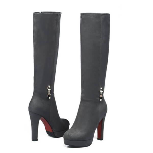 Fashion Pure Color High Cylinder High Heeled Boots