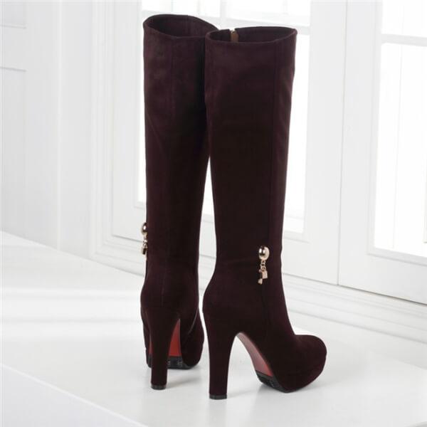 Fashion Pure Color High Cylinder High Heeled Boots