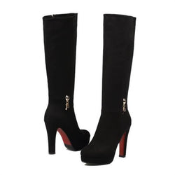 Fashion Pure Color High Cylinder High Heeled Boots