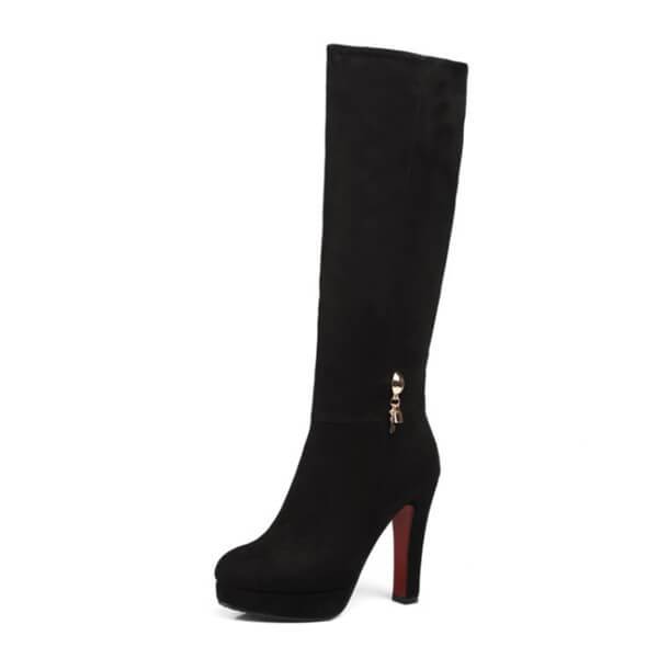 Fashion Pure Color High Cylinder High Heeled Boots