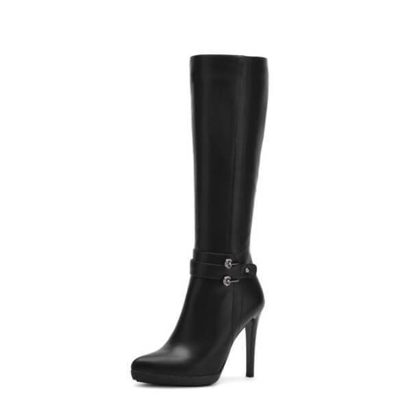 Fashion Pure Color High Cylinder High Heeled Boots