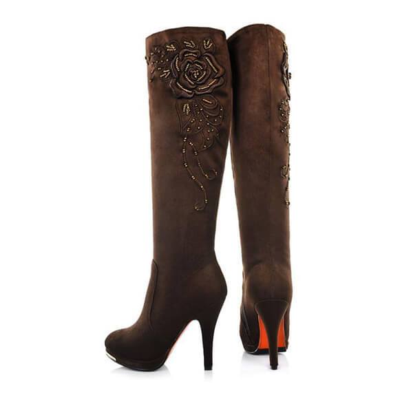 Fashion Embroidery High Heeled Boots