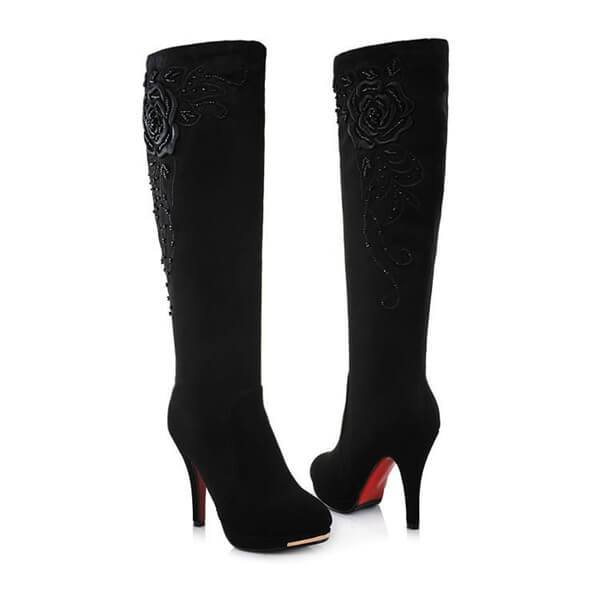 Fashion Embroidery High Heeled Boots