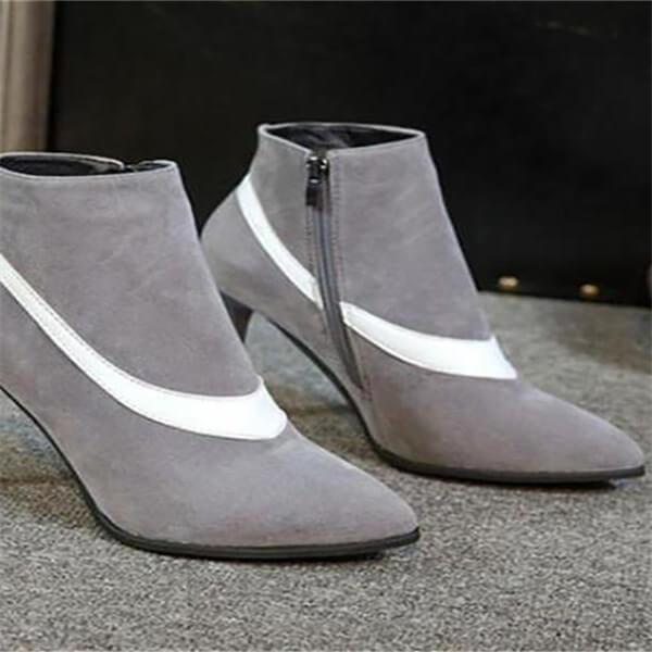 Fashion Thermal Suede Upper Color Block Mules High Heel Boots