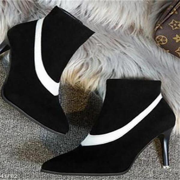 Fashion Thermal Suede Upper Color Block Mules High Heel Boots