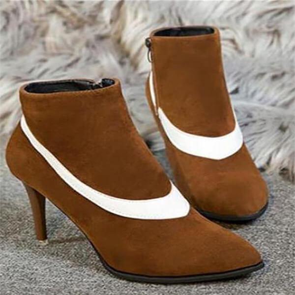 Fashion Thermal Suede Upper Color Block Mules High Heel Boots