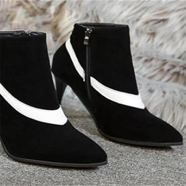 Fashion Thermal Suede Upper Color Block Mules High Heel Boots