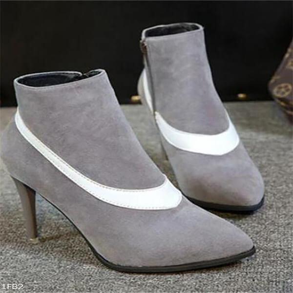 Fashion Thermal Suede Upper Color Block Mules High Heel Boots