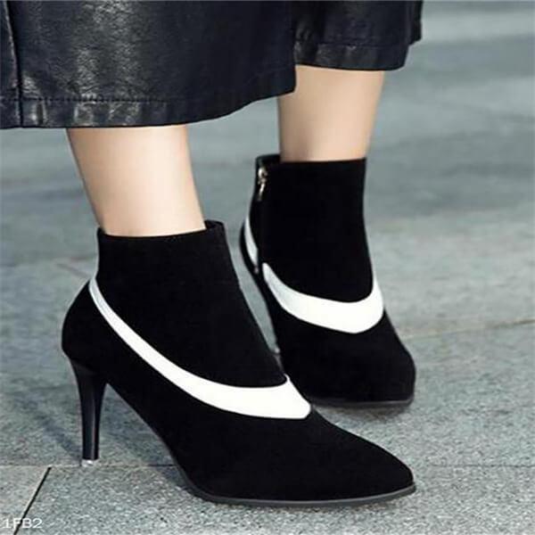 Fashion Thermal Suede Upper Color Block Mules High Heel Boots