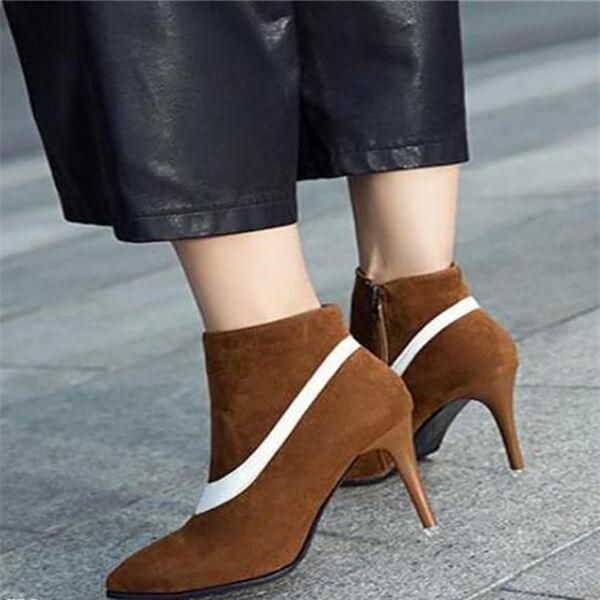 Fashion Thermal Suede Upper Color Block Mules High Heel Boots