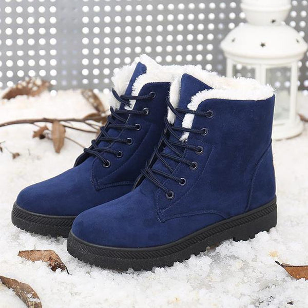 Fashion Round Head Plain Strappy Cotton Padded Snow Boots