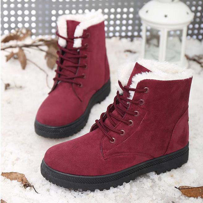 Fashion Round Head Plain Strappy Cotton Padded Snow Boots