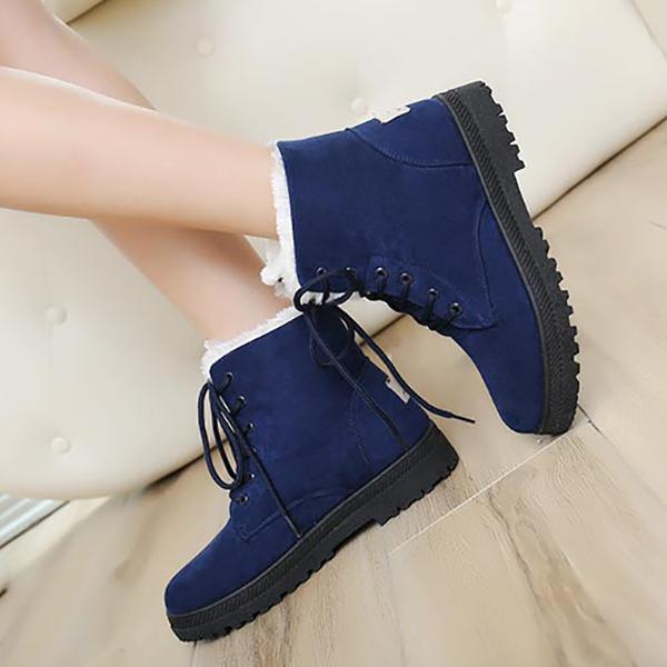 Fashion Round Head Plain Strappy Cotton Padded Snow Boots