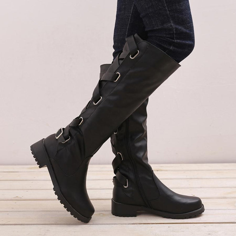 Plain  Flat  Round Toe  Date Outdoor Flat Boots