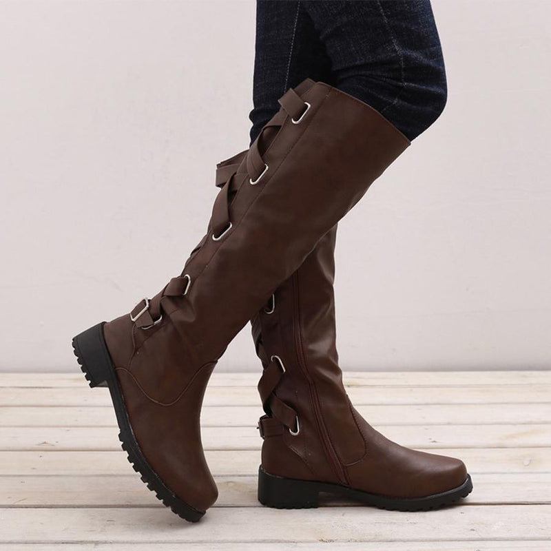 Plain  Flat  Round Toe  Date Outdoor Flat Boots