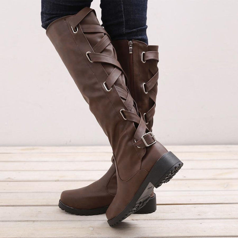 Plain  Flat  Round Toe  Date Outdoor Flat Boots