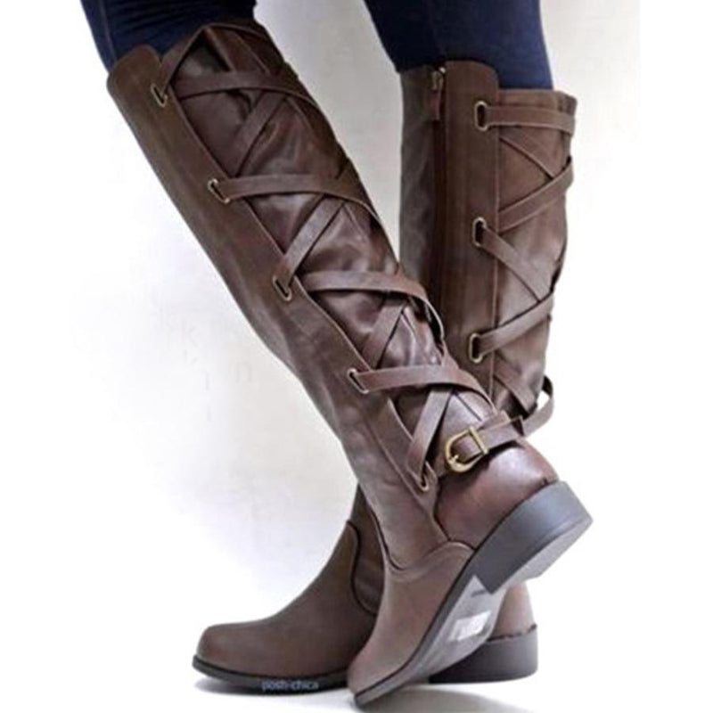 Plain  Flat  Round Toe  Date Outdoor Flat Boots