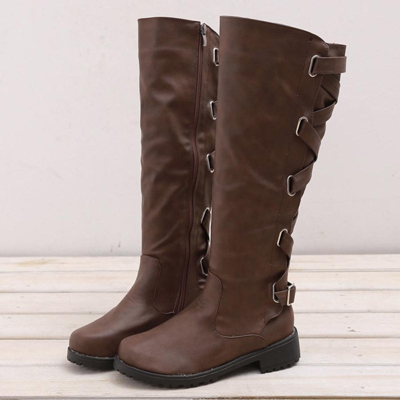 Plain  Flat  Round Toe  Date Outdoor Flat Boots