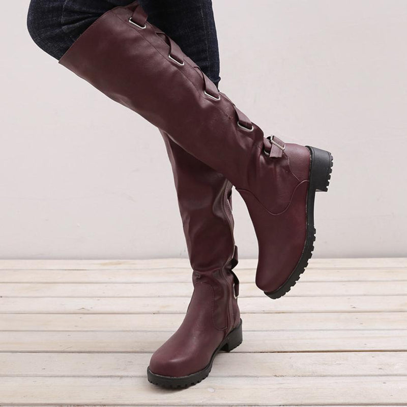 Plain  Flat  Round Toe  Date Outdoor Flat Boots