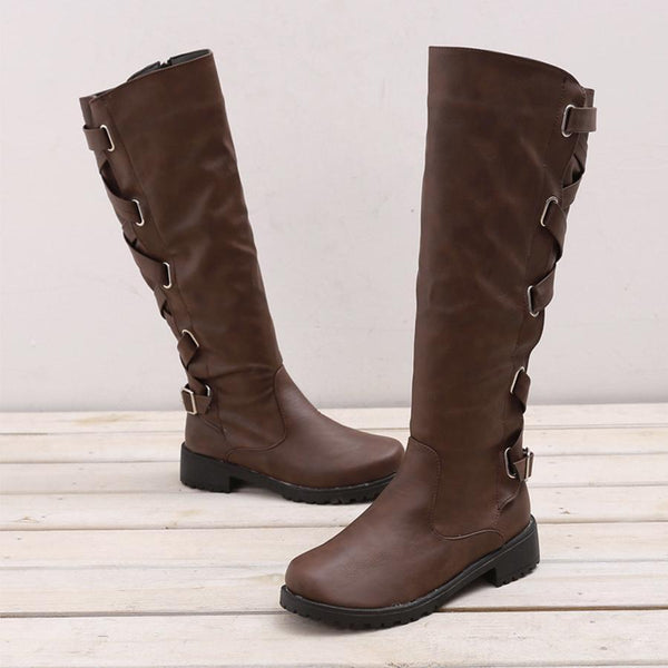 Plain  Flat  Round Toe  Date Outdoor Flat Boots