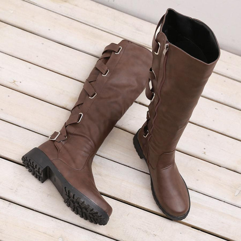 Plain  Flat  Round Toe  Date Outdoor Flat Boots