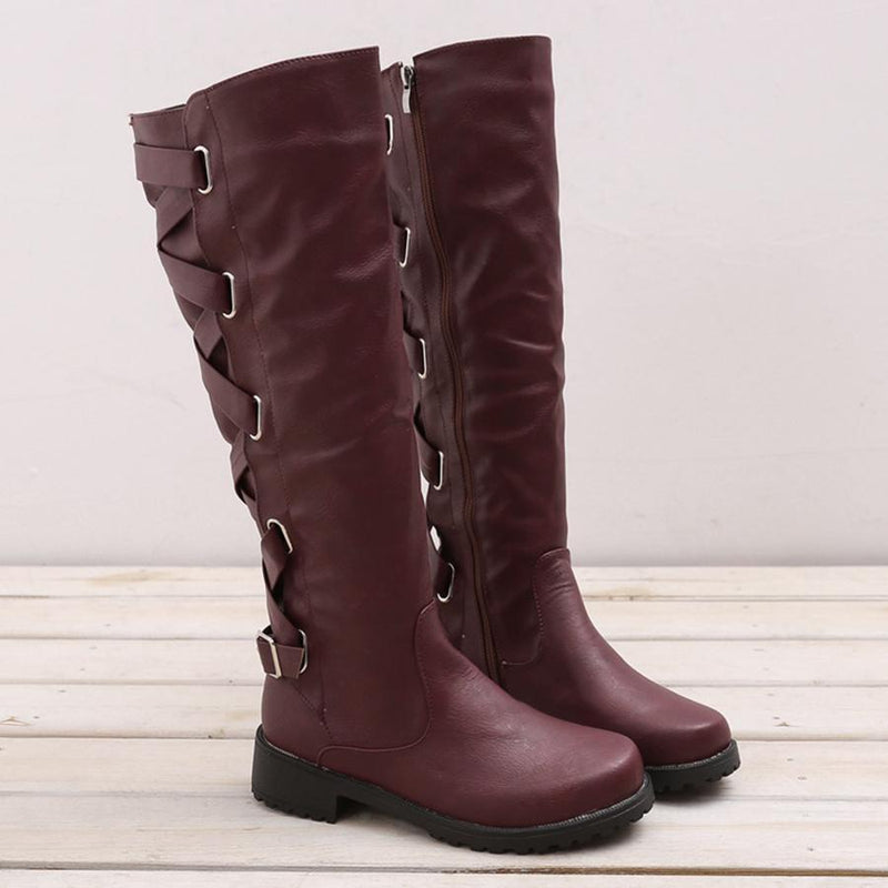 Plain  Flat  Round Toe  Date Outdoor Flat Boots