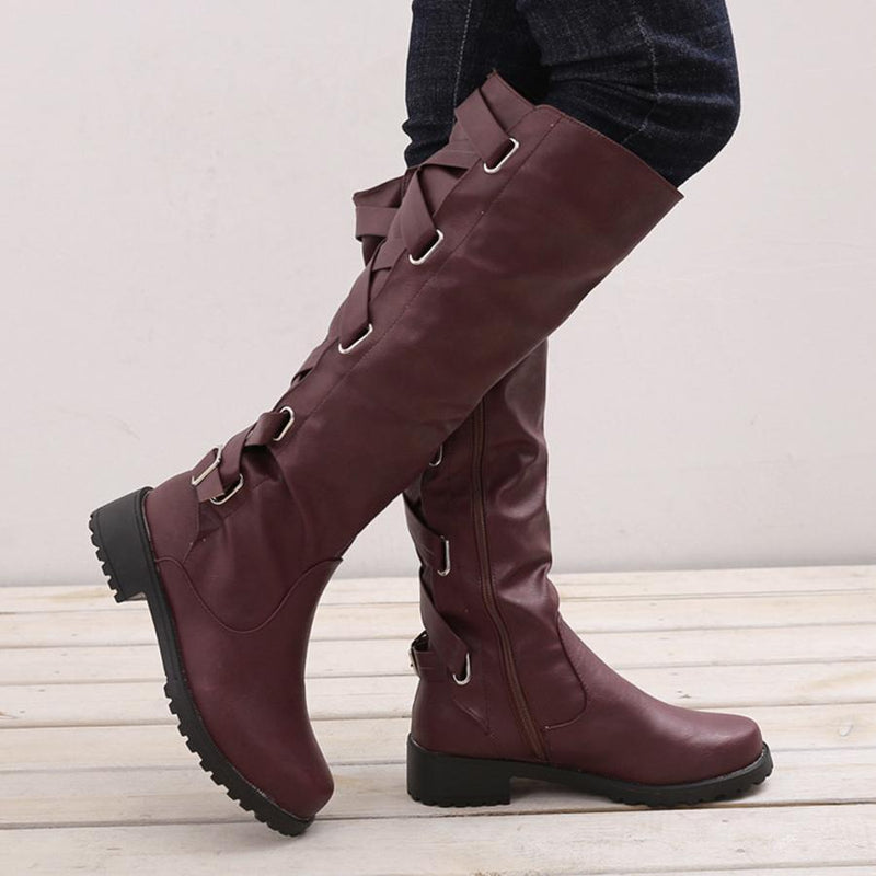 Plain  Flat  Round Toe  Date Outdoor Flat Boots