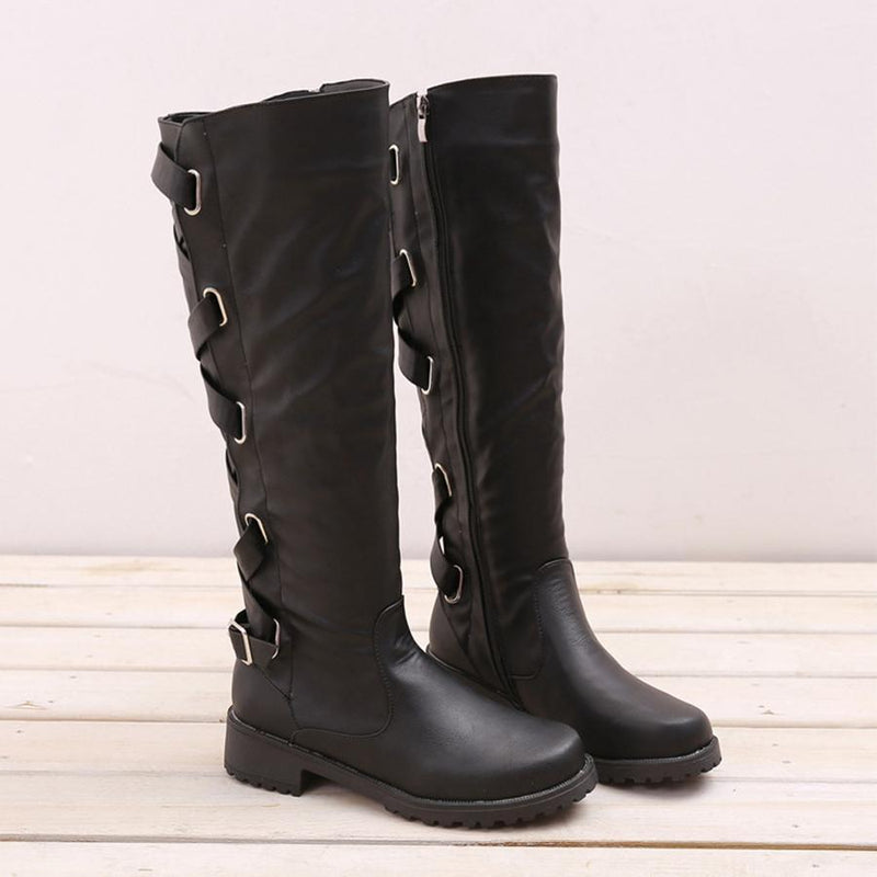 Plain  Flat  Round Toe  Date Outdoor Flat Boots