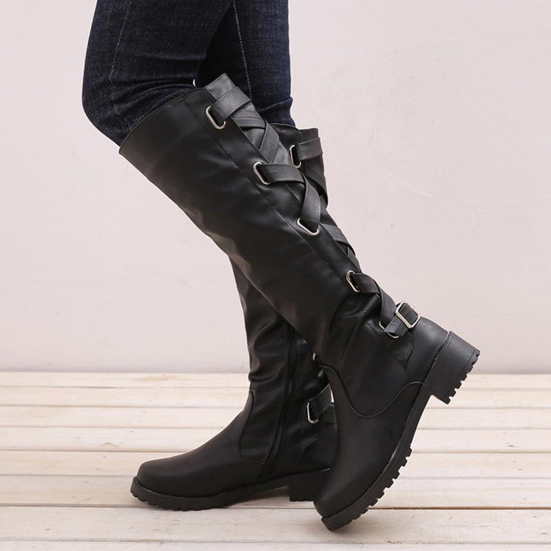 Plain  Flat  Round Toe  Date Outdoor Flat Boots