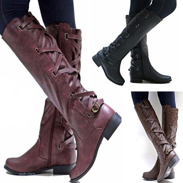 Plain  Flat  Round Toe  Date Outdoor Flat Boots