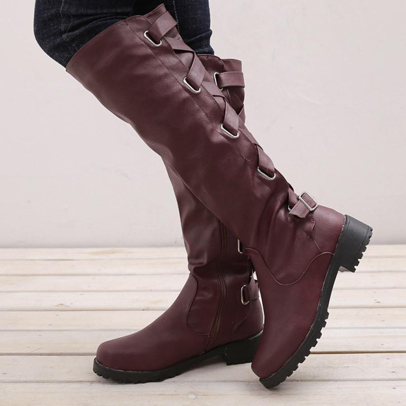 Plain  Flat  Round Toe  Date Outdoor Flat Boots