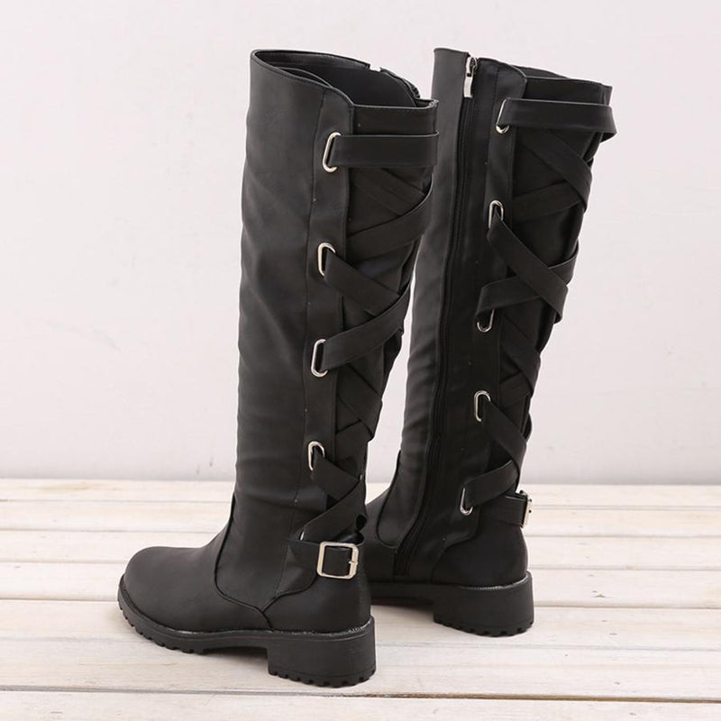 Plain  Flat  Round Toe  Date Outdoor Flat Boots