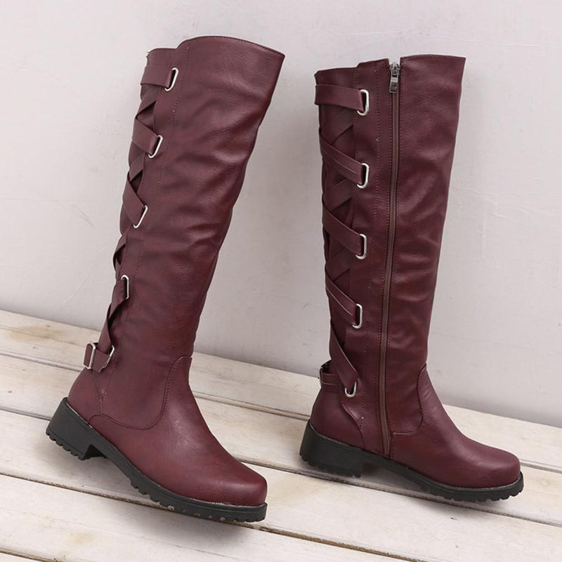 Plain  Flat  Round Toe  Date Outdoor Flat Boots