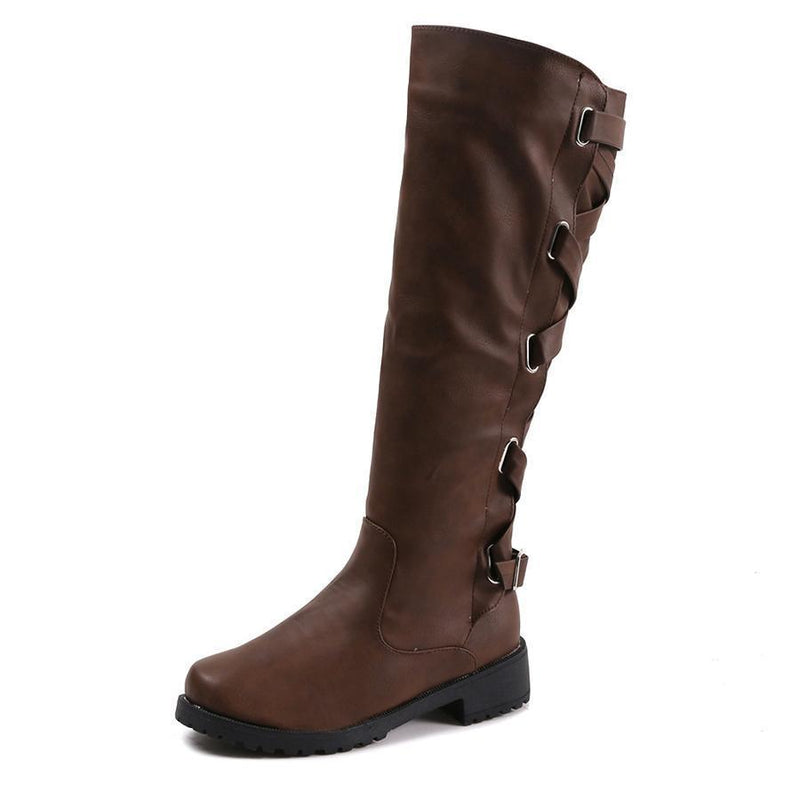 Plain  Flat  Round Toe  Date Outdoor Flat Boots