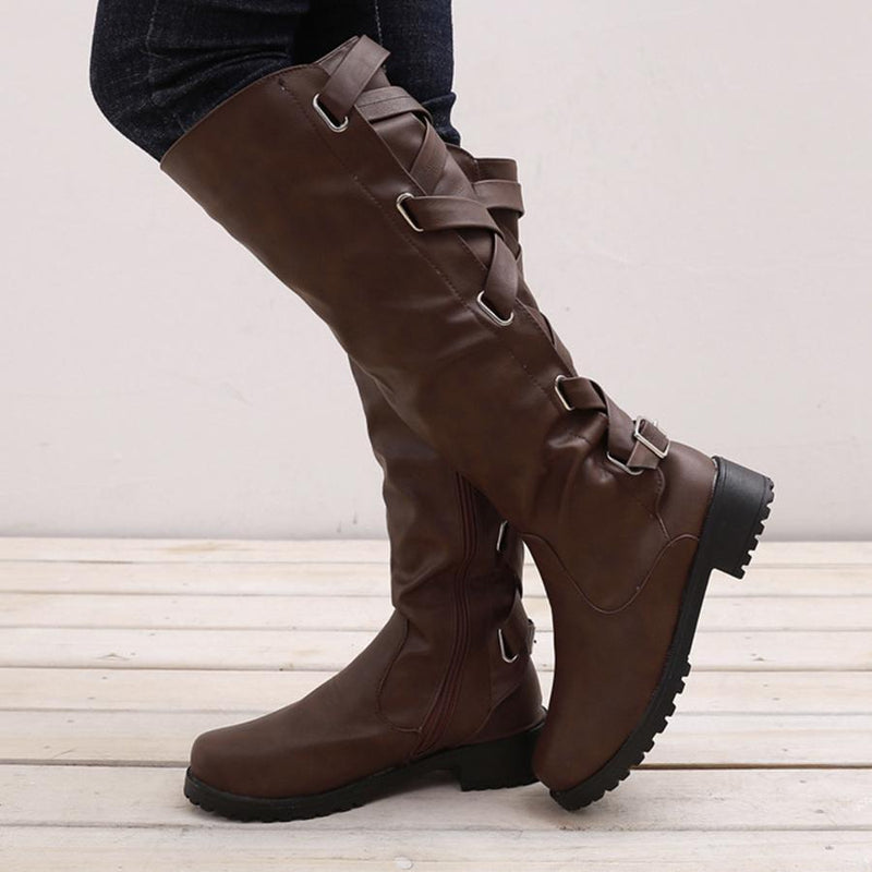 Plain  Flat  Round Toe  Date Outdoor Flat Boots