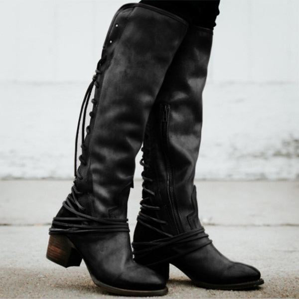 Fringed Straps With Thick Boots