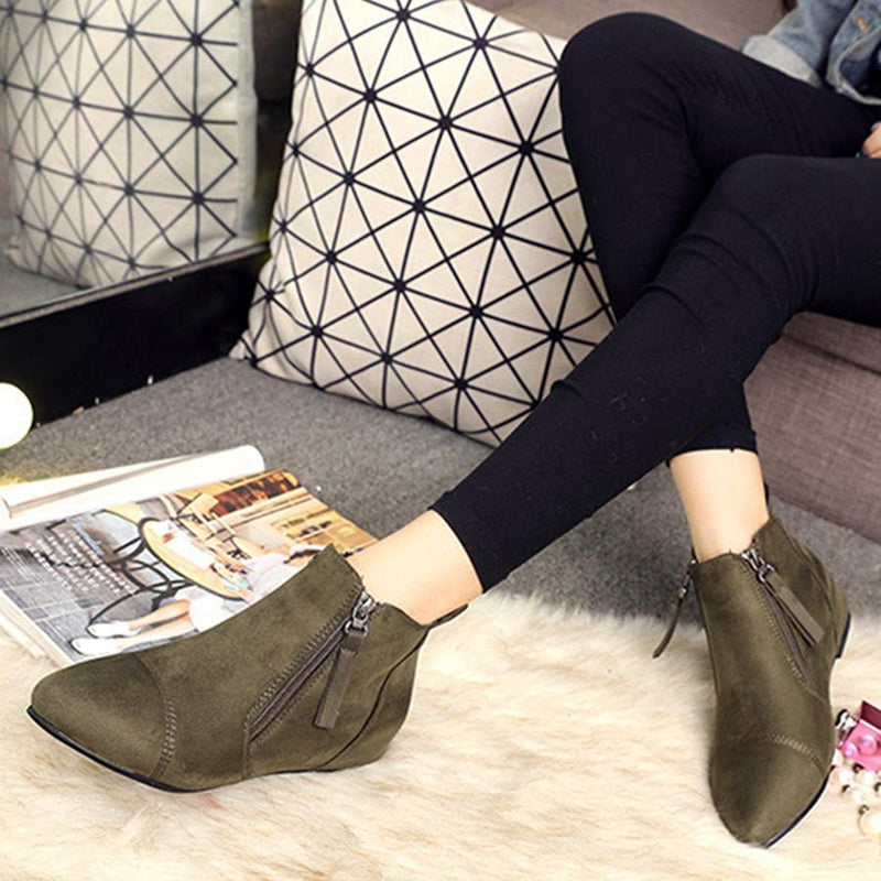 Plain  Invisible  High Heeled  Point Toe  Casual Outdoor  Ankle Ankle Boots