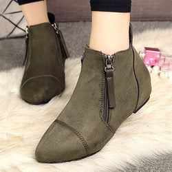 Plain  Invisible  High Heeled  Point Toe  Casual Outdoor  Ankle Ankle Boots