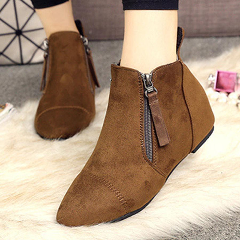 Plain  Invisible  High Heeled  Point Toe  Casual Outdoor  Ankle Ankle Boots