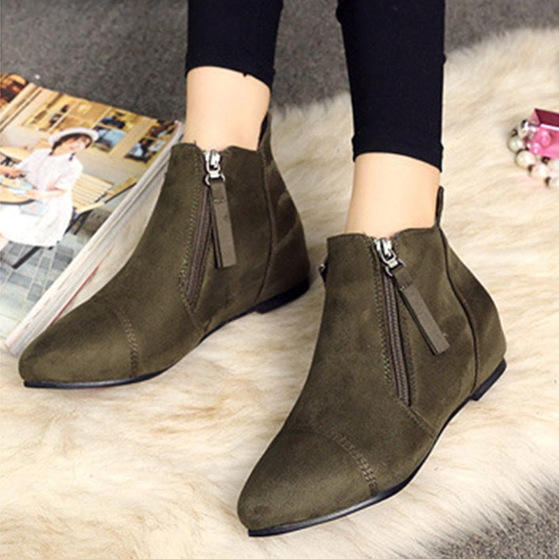 Plain  Invisible  High Heeled  Point Toe  Casual Outdoor  Ankle Ankle Boots