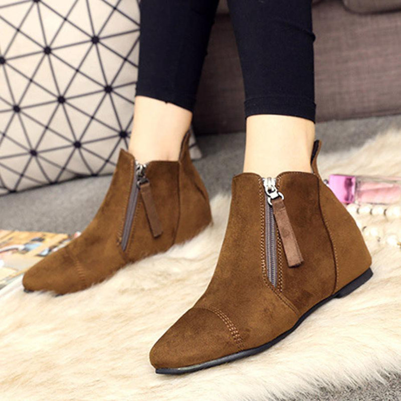 Plain  Invisible  High Heeled  Point Toe  Casual Outdoor  Ankle Ankle Boots