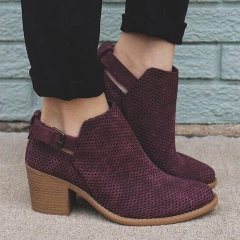 Plain  Mid Heeled  Velvet  Point Toe  Date Outdoor  Short High Heels Boots