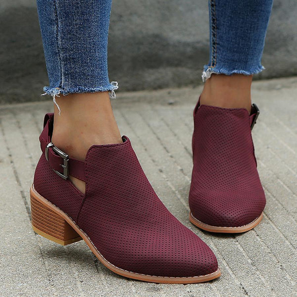 Plain  Mid Heeled  Velvet  Point Toe  Date Outdoor  Short High Heels Boots