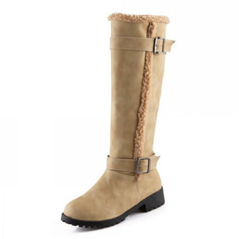 Plain  Flat  Round Toe  Casual Outdoor  Knee High Flat Boots