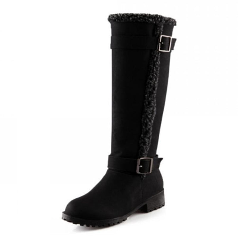 Plain  Flat  Round Toe  Casual Outdoor  Knee High Flat Boots