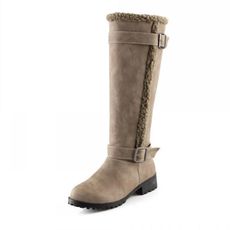 Plain  Flat  Round Toe  Casual Outdoor  Knee High Flat Boots